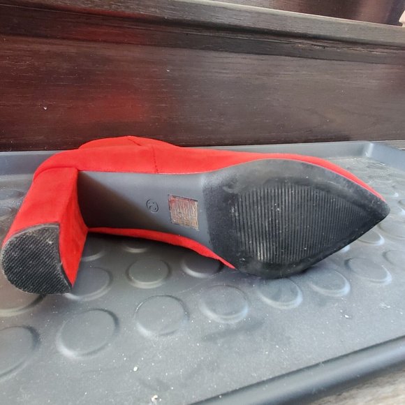 Dream Pairs Sianna-1 Chunky High Heel Ankle Booties Red Size 10 - Picture 4 of 8